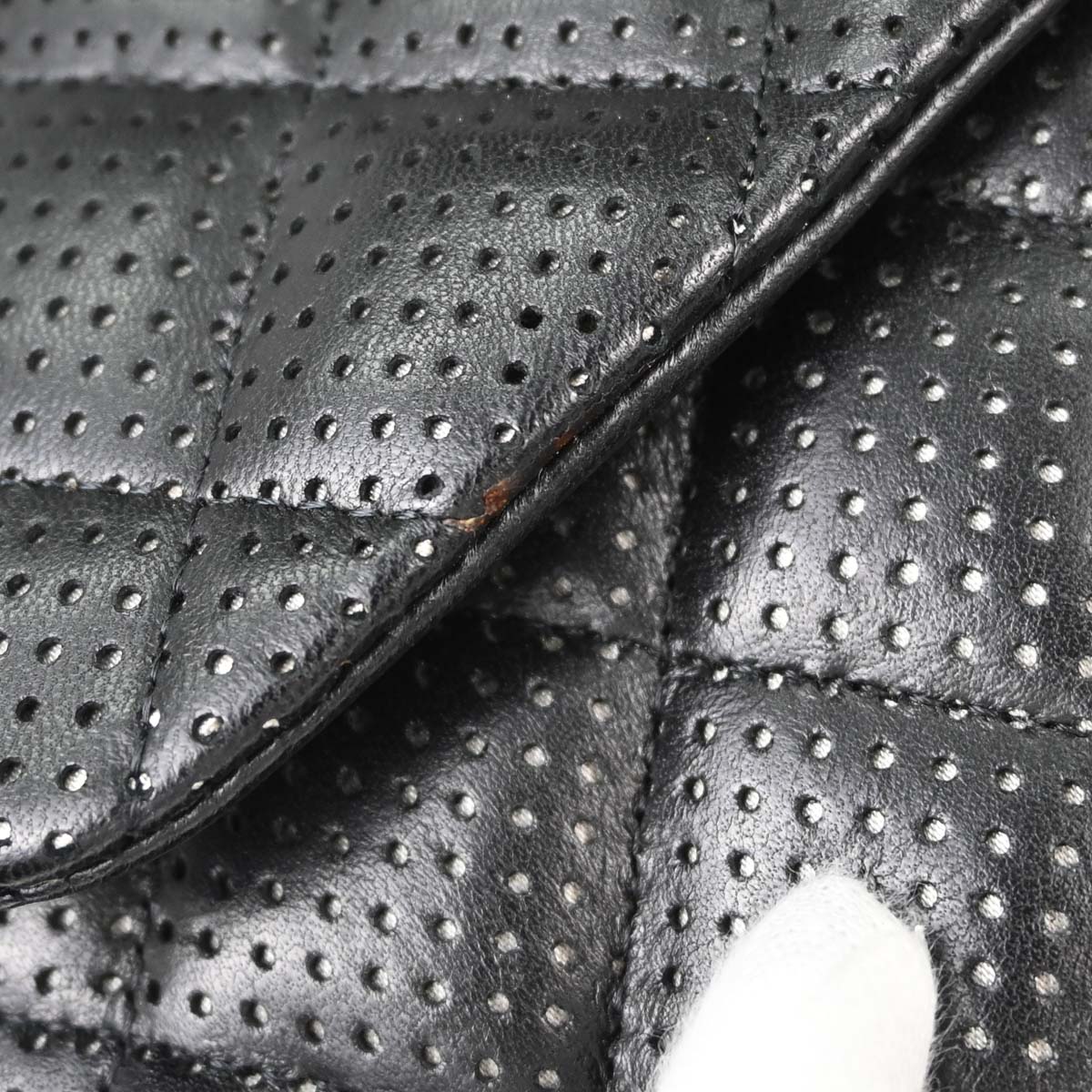 Chanel Black Perforated Lambskin Jumbo Classic Flap Shoulder Bag