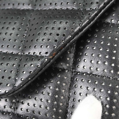 Chanel Black Perforated Lambskin Jumbo Classic Flap Shoulder Bag