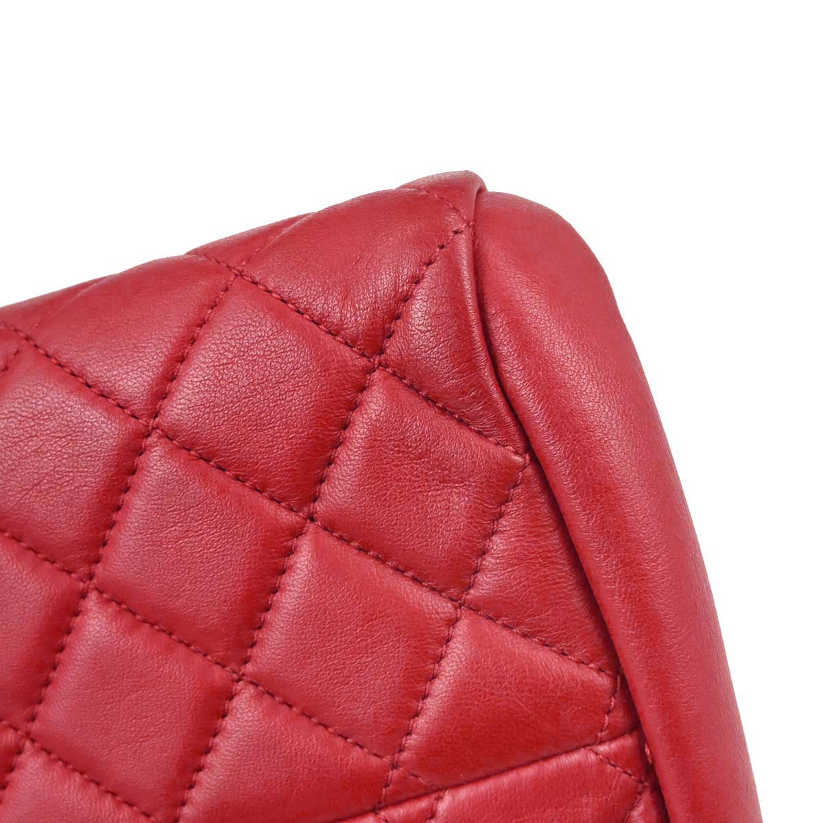 Chanel Red Lambskin Medium Bowling Mademoiselle Handbag