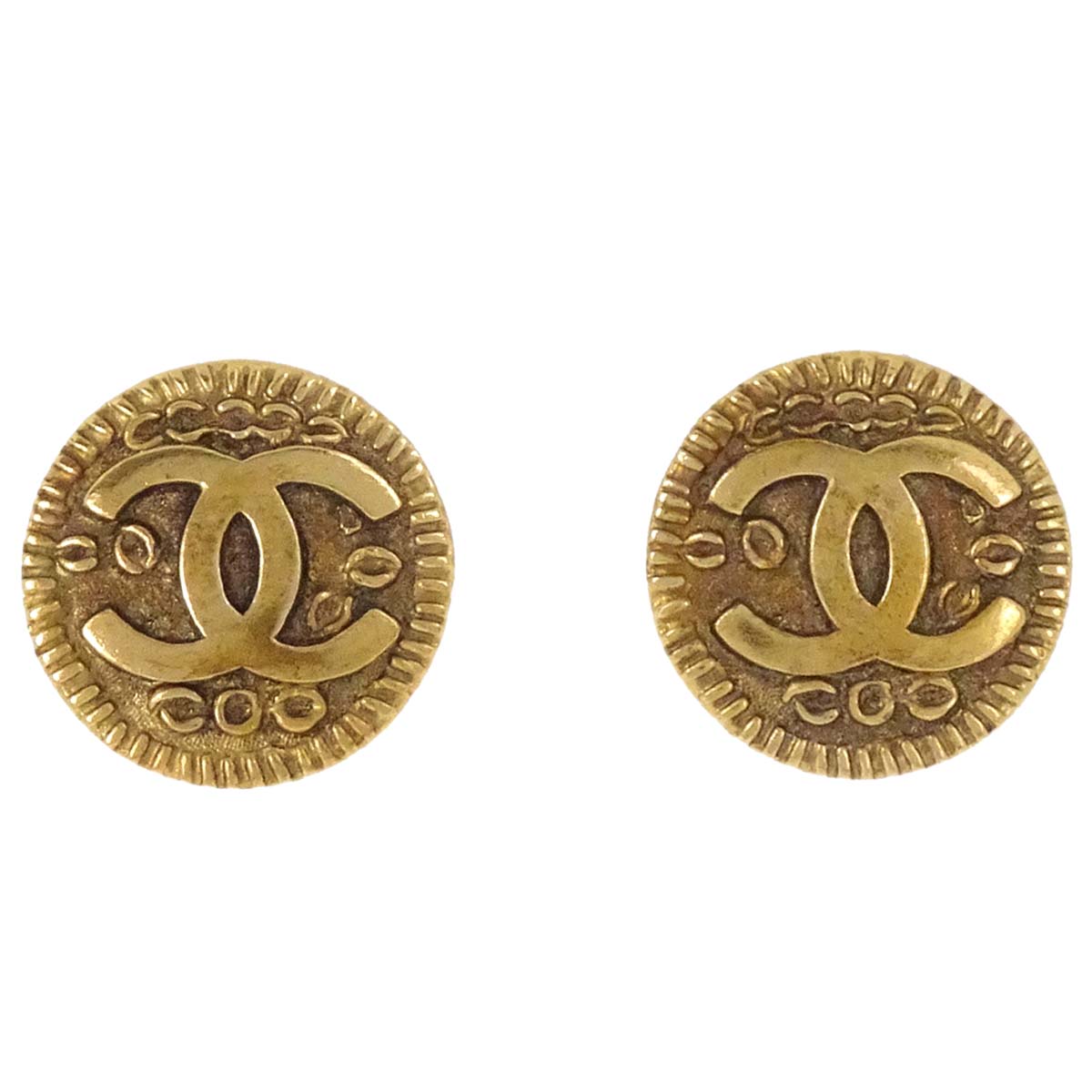 Chanel Button Clip-On Earrings Gold 97A