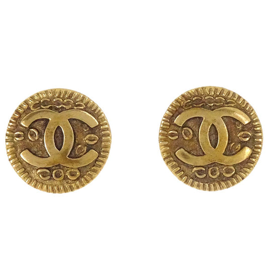 Chanel Button Clip-On Earrings Gold 97A