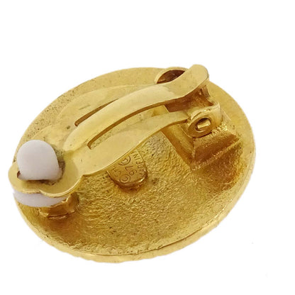 Chanel Button Clip-On Earrings Gold 97A