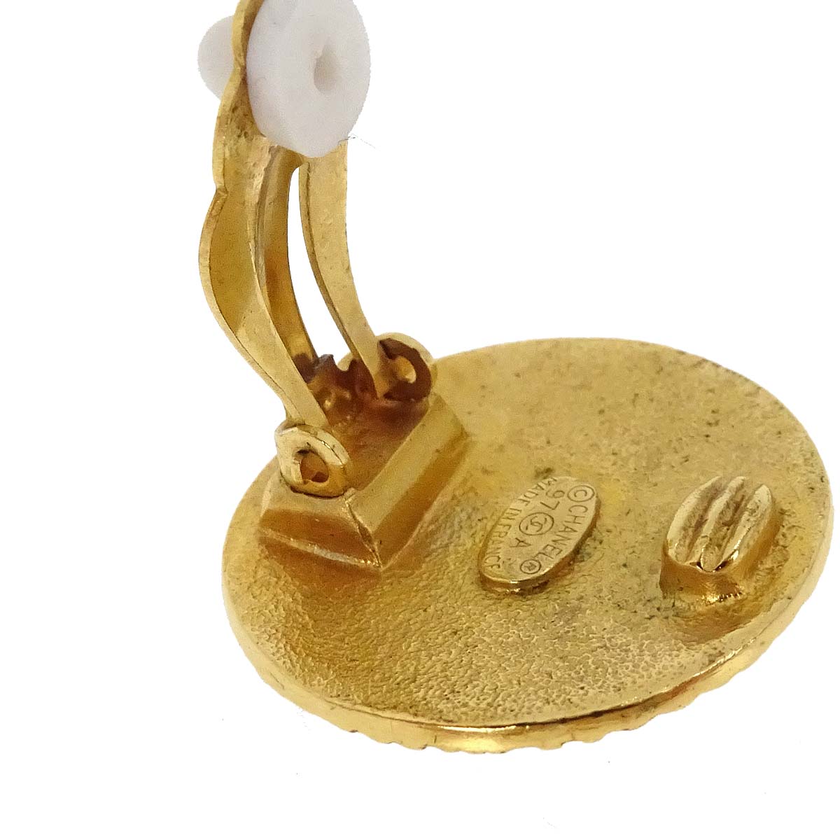 Chanel Button Clip-On Earrings Gold 97A