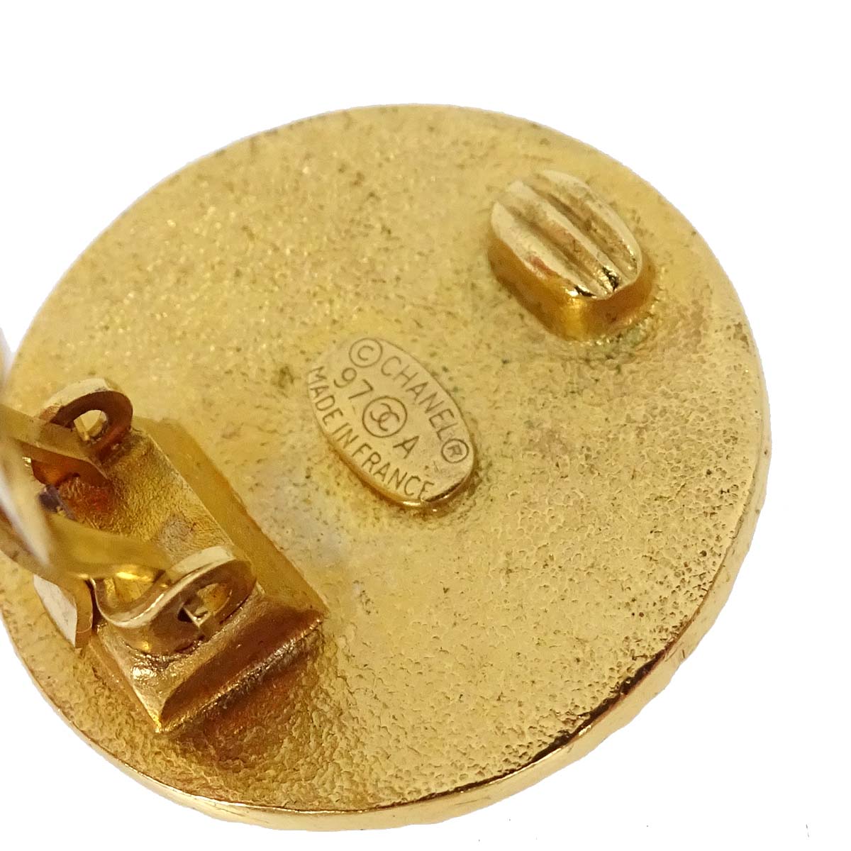 Chanel Button Clip-On Earrings Gold 97A