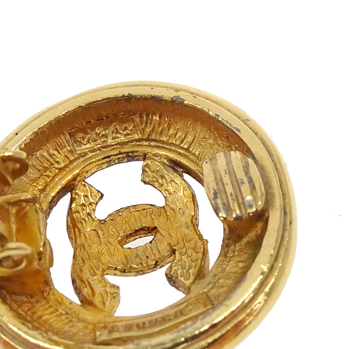 Chanel Button Clip-On Earrings Gold