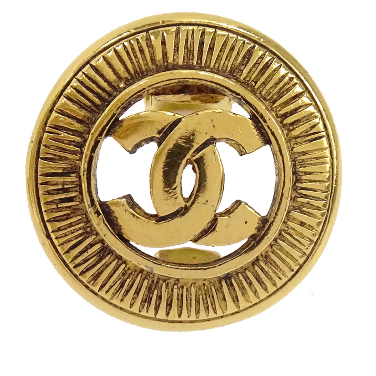 Chanel Button Clip-On Earrings Gold
