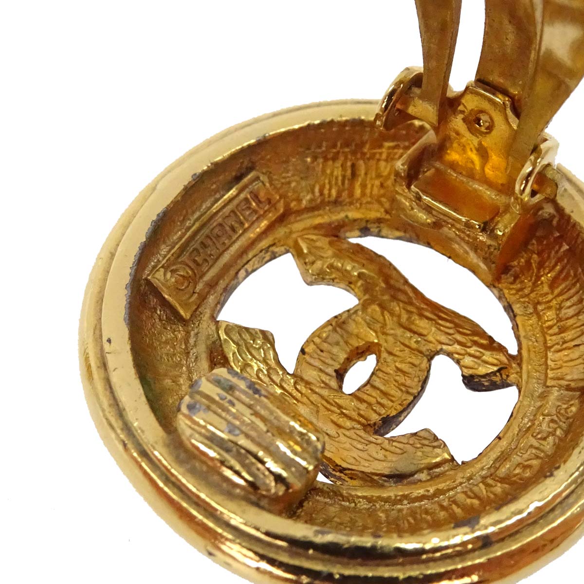 Chanel Button Clip-On Earrings Gold
