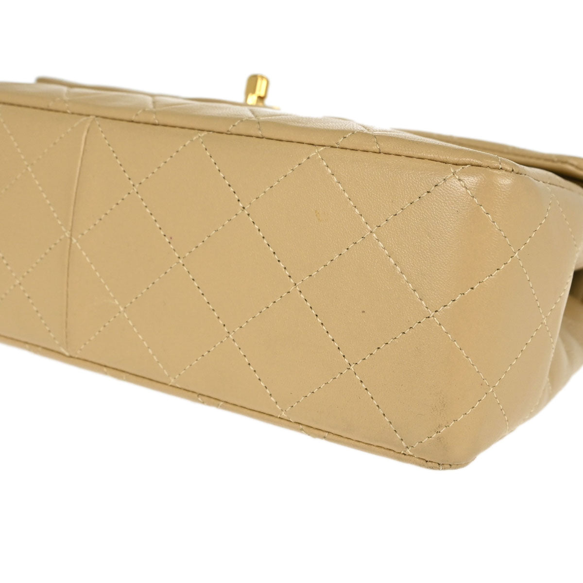 Chanel Beige Lambskin Medium Double Flap Shoulder Bag