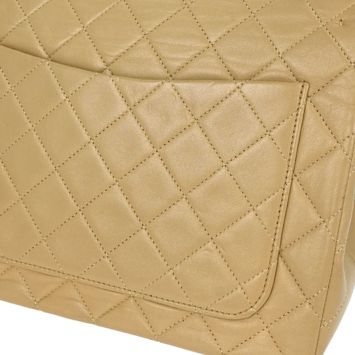 Chanel Beige Lambskin Medium Double Flap Shoulder Bag