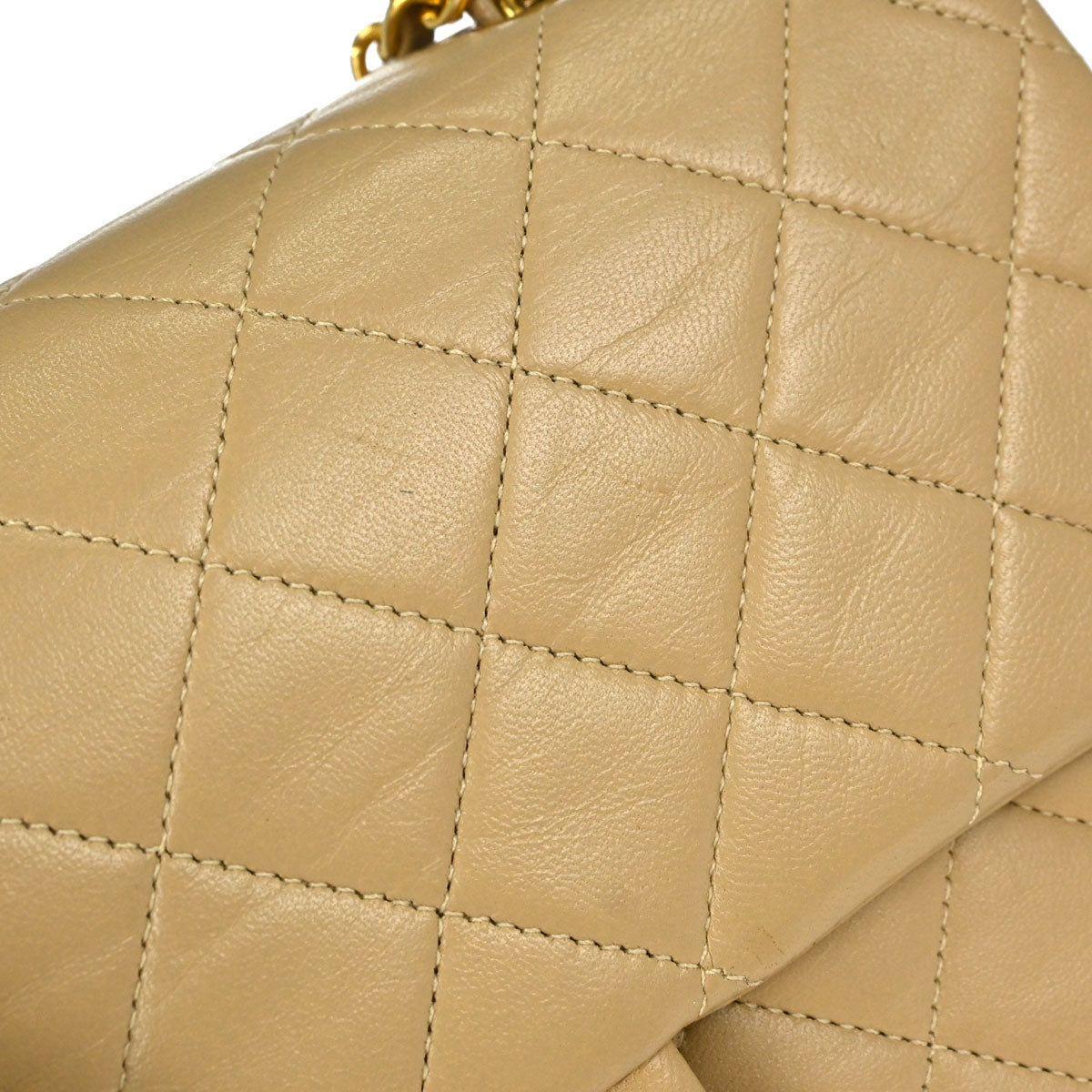 Chanel Beige Lambskin Medium Double Flap Shoulder Bag