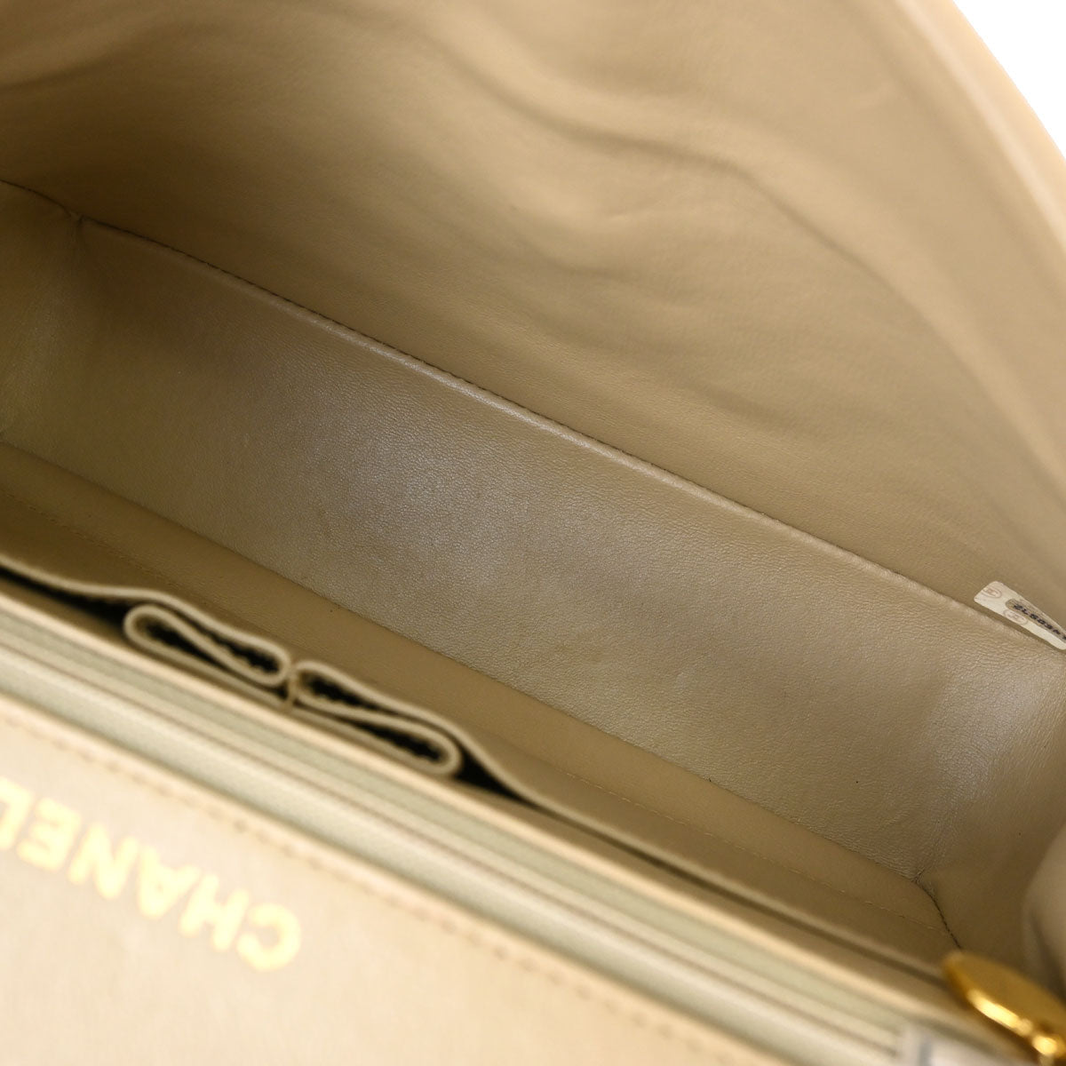Chanel Beige Lambskin Medium Double Flap Shoulder Bag