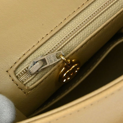 Chanel Beige Lambskin Medium Double Flap Shoulder Bag