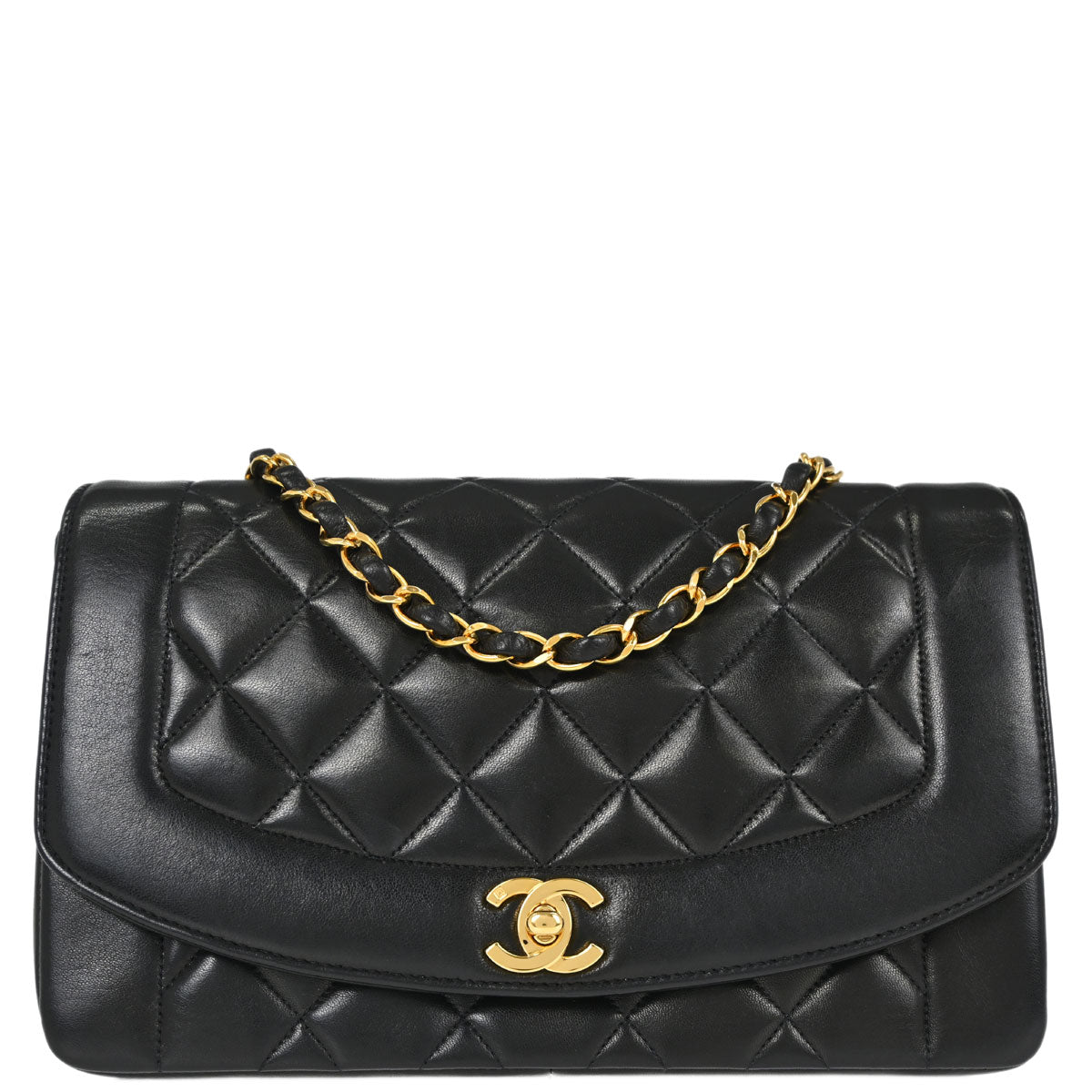 Chanel Black Lambskin Medium Diana Shoulder Bag