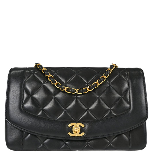 Chanel Black Lambskin Medium Diana Shoulder Bag