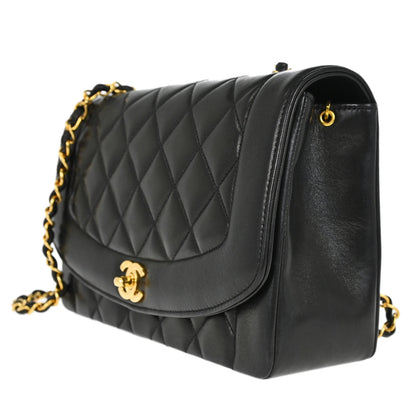Chanel Black Lambskin Medium Diana Shoulder Bag