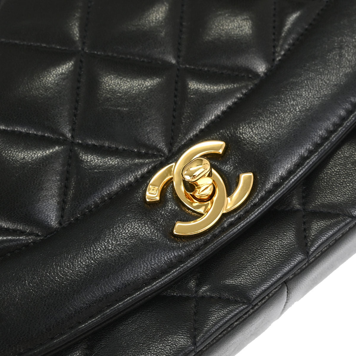 Chanel Black Lambskin Medium Diana Shoulder Bag