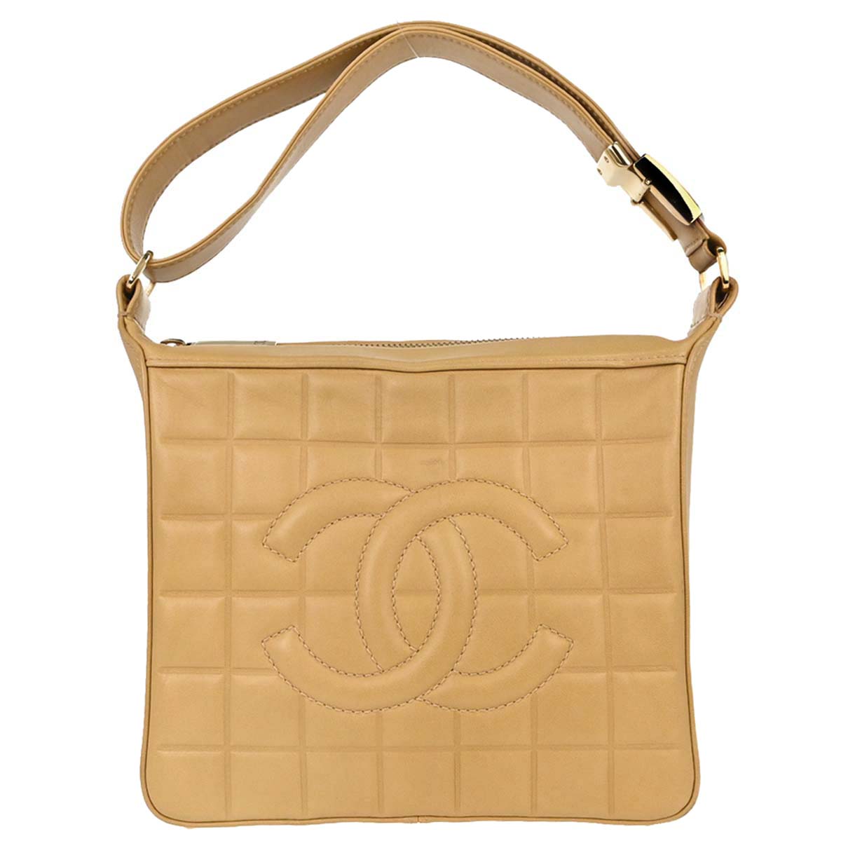 Chanel Beige Lambskin Choco Bar Handbag