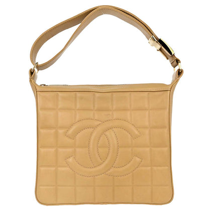 Chanel Beige Lambskin Choco Bar Handbag