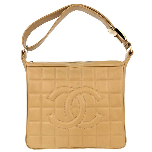 Chanel Beige Lambskin Choco Bar Handbag