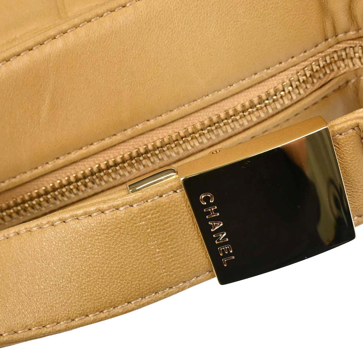 Chanel Beige Lambskin Choco Bar Handbag