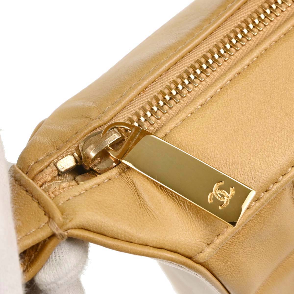 Chanel Beige Lambskin Choco Bar Handbag