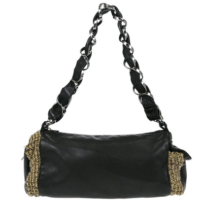 Chanel Black Calfskin Tweed Handbag