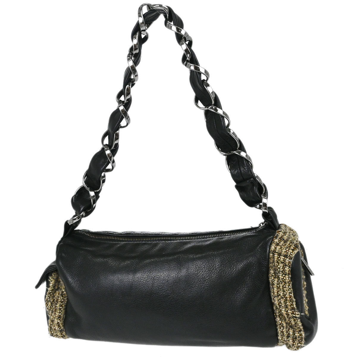 Chanel Black Calfskin Tweed Handbag