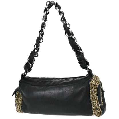Chanel Black Calfskin Tweed Handbag
