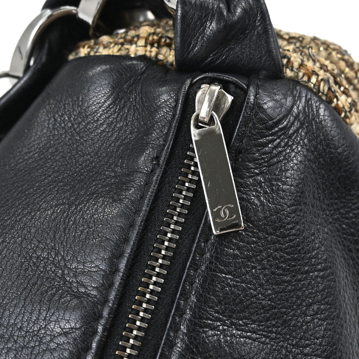 Chanel Black Calfskin Tweed Handbag