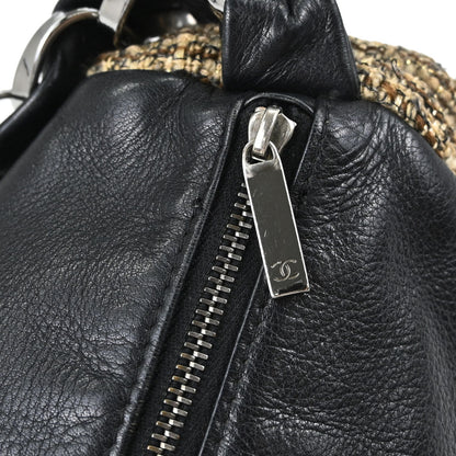 Chanel Black Calfskin Tweed Handbag