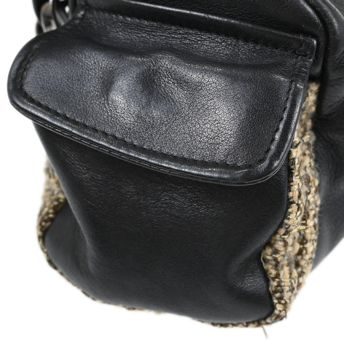 Chanel Black Calfskin Tweed Handbag