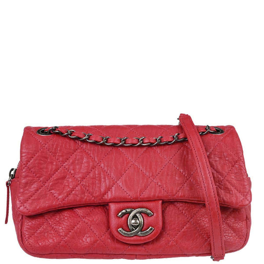 Chanel 2015-2016 Red Calfskin Easy Double Chain Flap Bag