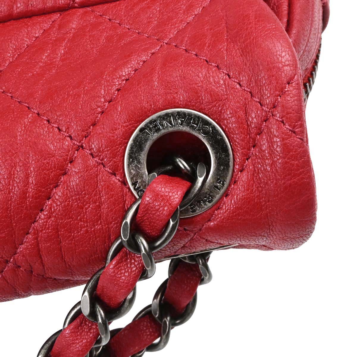 Chanel 2015-2016 Red Calfskin Easy Double Chain Flap Bag