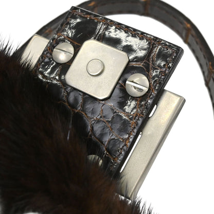 Fendi Brown * Mink Fur Crocodile Handbag