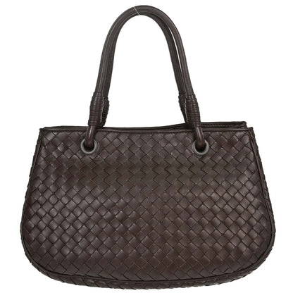 Bottega Veneta Brown Lambskin Intrecciato Tote Handbag