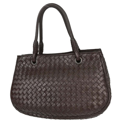 Bottega Veneta Brown Lambskin Intrecciato Tote Handbag
