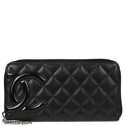 Chanel 2014-2015 Black Calfskin Cambon Ligne Zip Around Long Wallet
