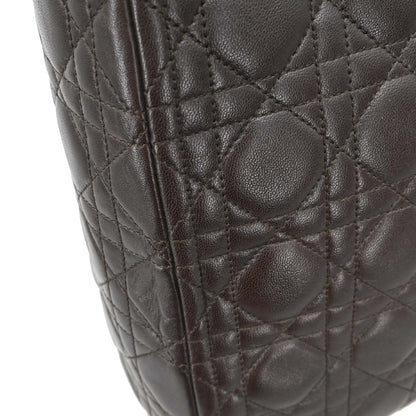 Christian Dior Brown Lambskin Lady Dior Cannage 2way Shoulder Handbag