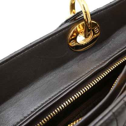 Christian Dior Brown Lambskin Lady Dior Cannage 2way Shoulder Handbag