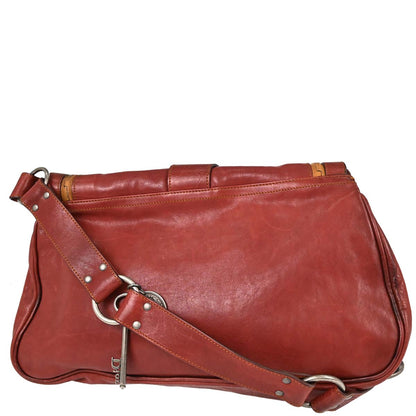 Christian Dior Red Leather Vintage Finish Gaucho Shoulder Bag