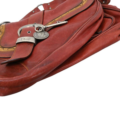 Christian Dior Red Leather Vintage Finish Gaucho Shoulder Bag