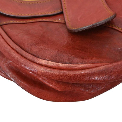 Christian Dior Red Leather Vintage Finish Gaucho Shoulder Bag