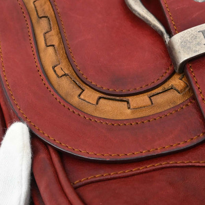 Christian Dior Red Leather Vintage Finish Gaucho Shoulder Bag
