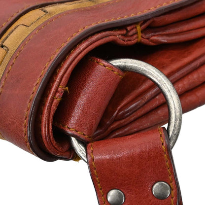 Christian Dior Red Leather Vintage Finish Gaucho Shoulder Bag