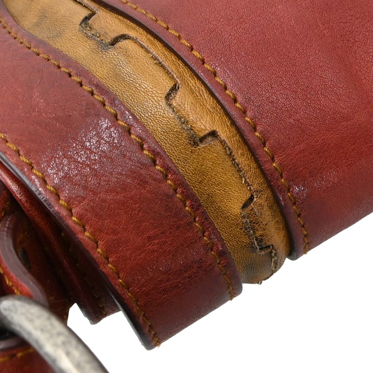 Christian Dior Red Leather Vintage Finish Gaucho Shoulder Bag