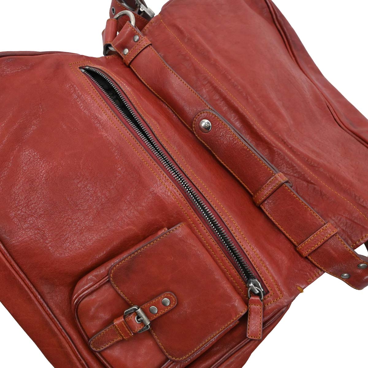 Christian Dior Red Leather Vintage Finish Gaucho Shoulder Bag