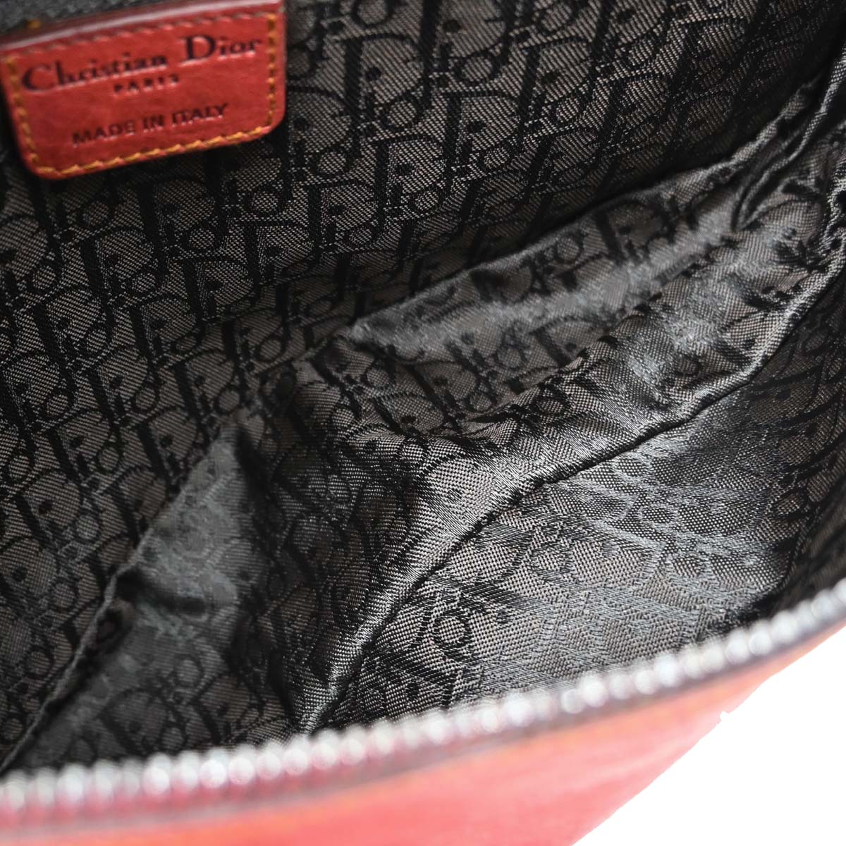 Christian Dior Red Leather Vintage Finish Gaucho Shoulder Bag