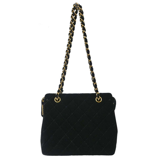 Chanel Black Velvet Shoulder Bag