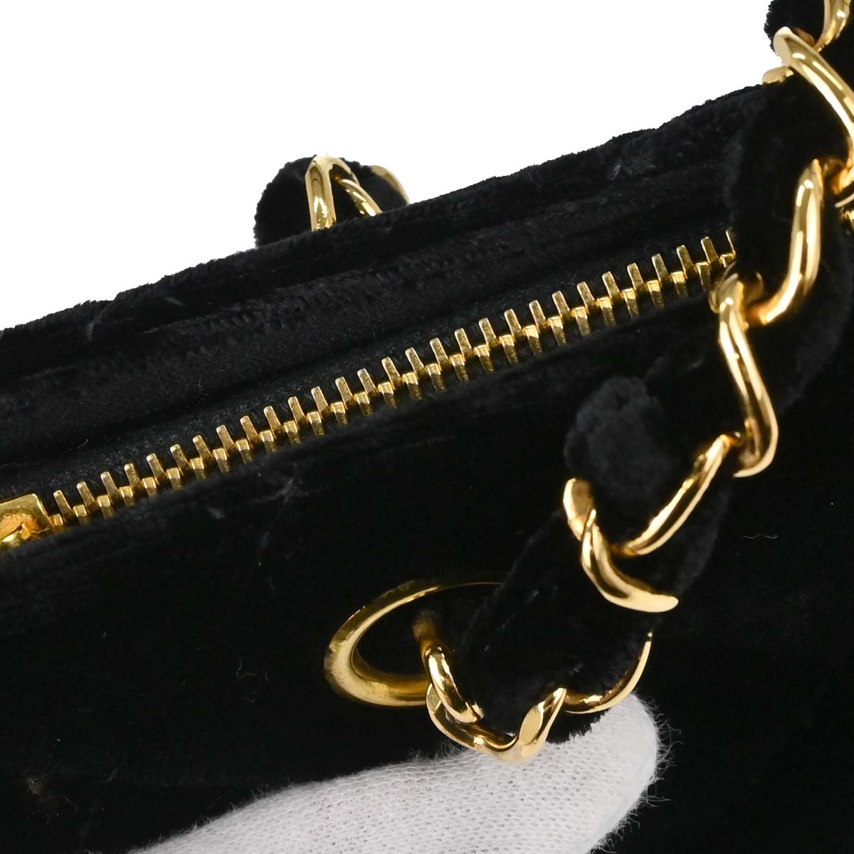 Chanel Black Velvet Shoulder Bag