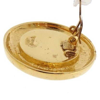 Chanel Costume Pearl Button Clip-On Earrings Gold
